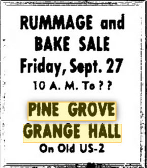 Pine Grove Grange Hall - Sept 1969 Ad (newer photo)